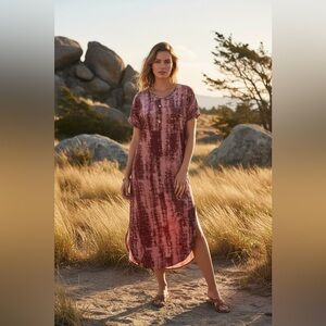 XL • LuLaRoe Macy • Maxi Dress • Double V-Neck • Split Hem • Beach Wear Vibes